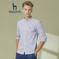哈吉斯HAZZYS 201春夏新款衬衫男英伦简约细格衬衫