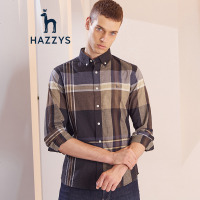 哈吉斯HAZZYS 秋冬新款衬衫男英伦风尚格纹长袖衬衫