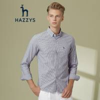 哈吉斯HAZZYS 春季新款衬衫男英伦简约细格衬衫