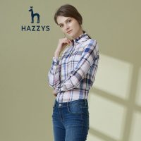 哈吉斯HAZZYS 春季新款衬衫女英伦格纹衬衫