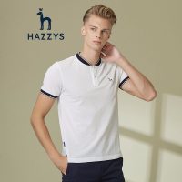 哈吉斯HAZZYS 春夏纯色长袖T恤男亨利领