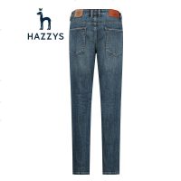 哈吉斯HAZZYS 秋季新款牛仔裤男休闲简约牛仔长裤