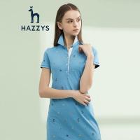 哈吉斯HAZZYS 春季新款女运动裙POLO连衣裙棉刺绣A字裙