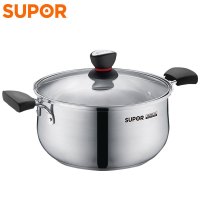 苏泊尔（SUPOR） 304不锈钢汤锅小红圈时尚复底炖煮锅火锅煮面锅燃气灶电磁炉通用锅具 ST22H1