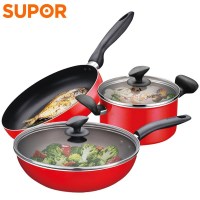 苏泊尔（SUPOR）居家不粘三件套锅优质铝合金基材 汤锅 煎锅平底锅 炒锅燃气明火专用TP1501E