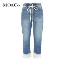MOCO2018春季洗水渐变散边宽松牛仔裤 摩安珂