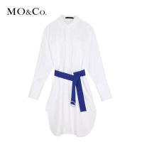 MOCO连衣裙2018春新款女衬衫裙女 中长款 摩安珂