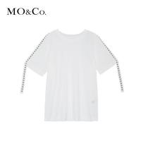 MOCO黑色纯棉圆领修身男友风T恤打底衫上衣chic短袖女夏2018新款