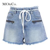 MOCO修身ins港味复古牛仔chic短裤女夏2018新款高腰显瘦