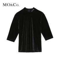 MOCO2018秋季复古字母刺绣立领上衣 摩安珂