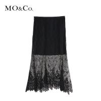 MOCO2018春季镂空钩花蕾丝不规则裙摆半裙 摩安珂