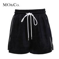 MOCO黑色运动阔腿港风短裤女夏2018新款高腰宽松a字显瘦休闲
