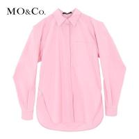 MOCO 2018春装新款中性尖领开衩切口长袖衬衫上衣女