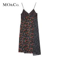MOCO 印花v领长款吊带连衣裙背带裙 摩安珂