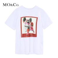 MOCO2018春季圆领胶印图案纯棉短袖T恤 摩安珂