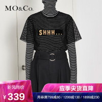 MOCO圆领字母植绒绣章落肩短袖上衣 摩安珂