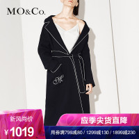MOCO中长款毛呢大衣女羊毛外套收腰呢子大衣摩安珂
