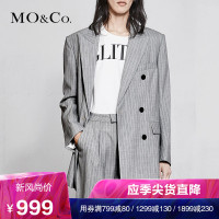 MOCO春秋羊毛复古条纹休闲小西服装外套女chic摩安珂
