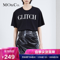 MOCO2018春季圆领短袖字母标语印花T恤 摩安珂