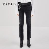 MOCO直筒牛仔裤女秋冬2018新款紧身高腰小脚裤摩安珂