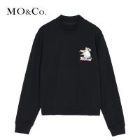 MOCO半高领纯棉港风无帽卫衣女宽松2018新款女 摩安珂