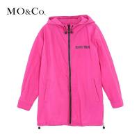 MOCO18年春季连帽可调节抽绳胶印风衣外套 摩安珂