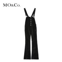 MOCO复古丝绒微喇叭阔腿背带裤女 摩安珂
