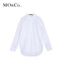 MOCO2018夏季纯棉镂空长袖性感翻领衬衫 摩安珂