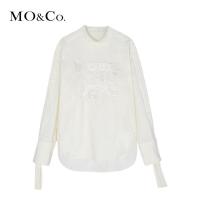 MOCO2018秋季图案刺绣绑带套头上衣 摩安珂
