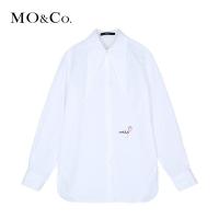 MOCO2018秋季尖领绑带字母刺绣纽扣衬衫 摩安珂