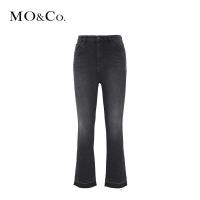 MOCO复古高腰微喇叭牛仔裤女2018冬新款 摩安珂