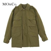 MOCO2018春季工装翻领口袋后摆开衩外套 摩安珂