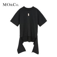 MOCO18年春季圆领套头不规则短袖卡通棉T恤摩安珂