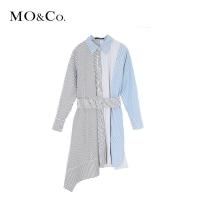 MOCO2018春季可拆卸腰带拼色条纹连衣裙 摩安珂