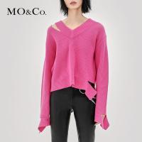 MOCO内搭打底毛衣女2018新款套头V领宽松羊毛衫摩安珂