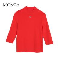 MOCO半高领中袖套头 针织衫女 打底衫上衣 moco