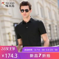 啄木鸟夏季短袖T恤男 2019新款休闲纯色中年爸爸装桑蚕丝Polo衫