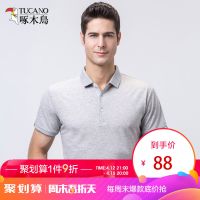 啄木鸟中年翻领短袖T恤男爸爸装 2019夏季新款纯色休闲父亲polo衫