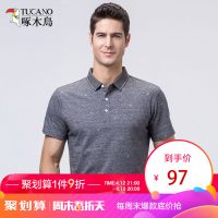 啄木鸟短袖T恤男春夏新款棉质混纺短袖中年休闲宽松爸爸上衣