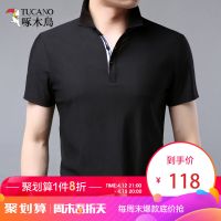 啄木鸟短袖T恤男 2019夏季新款纯色莫代尔上衣体恤中年休闲Polo衫
