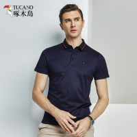 啄木鸟短袖T恤男 2019夏季新款格珠地体恤中年绣花翻领polo衫男
