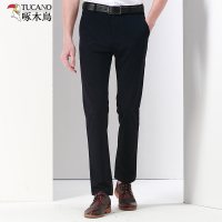 啄木鸟男士休闲裤2018秋季新款长裤子修身男裤中年直筒商务西裤子