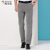 啄木鸟男士休闲裤2018秋季新款长裤子修身男裤中年直筒商务西裤
