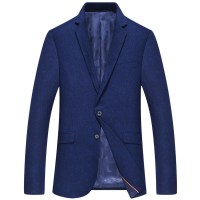 啄木鸟男士休闲西装外套中长款2019秋冬新款两粒单排扣商务西服男