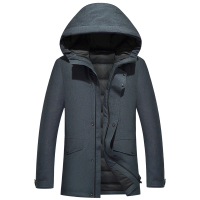 啄木鸟中长款羽绒服男加厚2018冬季新款纯色连帽商务休闲男士外套