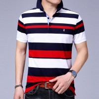 啄木鸟短袖T恤 2019夏季翻领半袖体恤中年男士纯棉修身polo衫