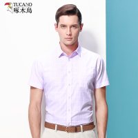 啄木鸟男士短袖衬衫2019夏季新款商务休闲免烫中年男装格子衬衣