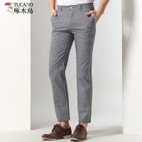 啄木鸟商务休闲裤男直筒修身长裤2018秋季新款西裤百搭青年男裤子