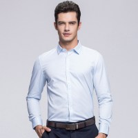 啄木鸟长袖衬衫男方领2019春季新款商务休闲职业装修身衬衣正装