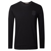 啄木鸟长袖T恤男薄款修身 2018秋季新款几何图案圆领polo衫体恤